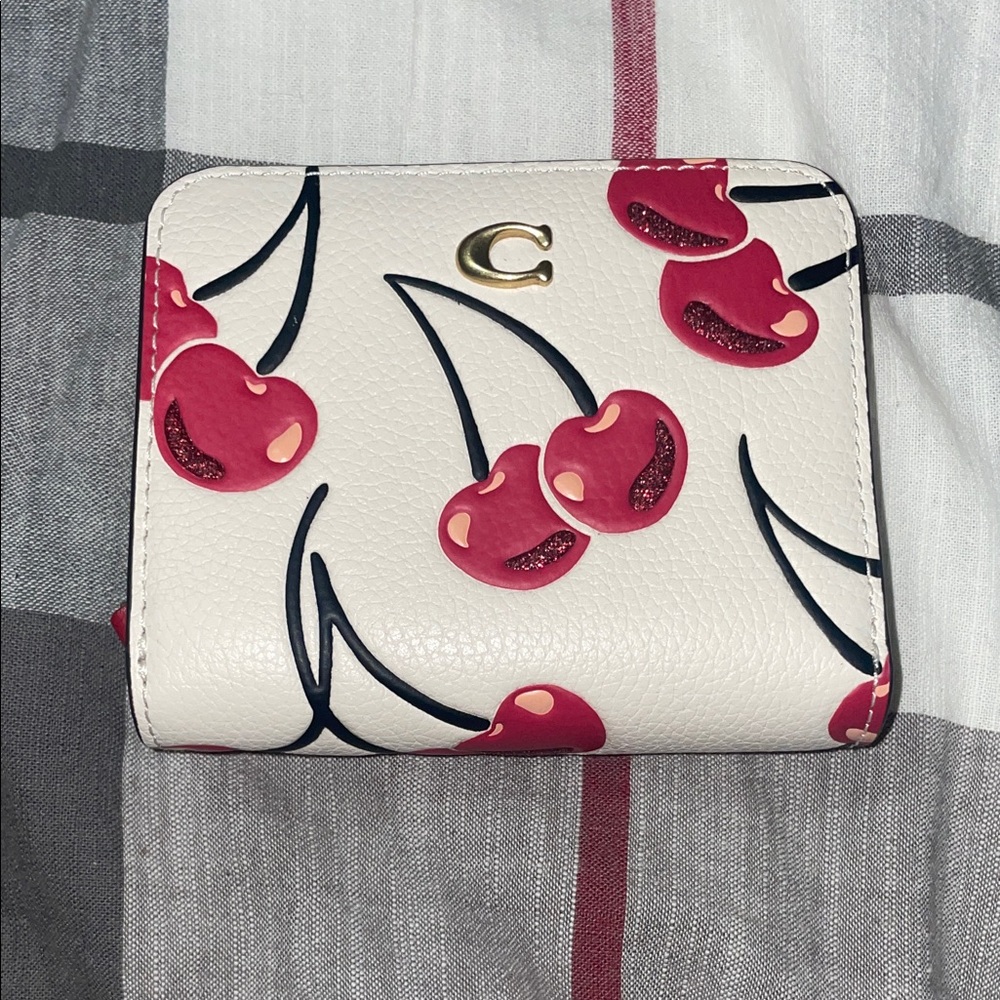 Coach Cherry Print Wallet - Cream and Red